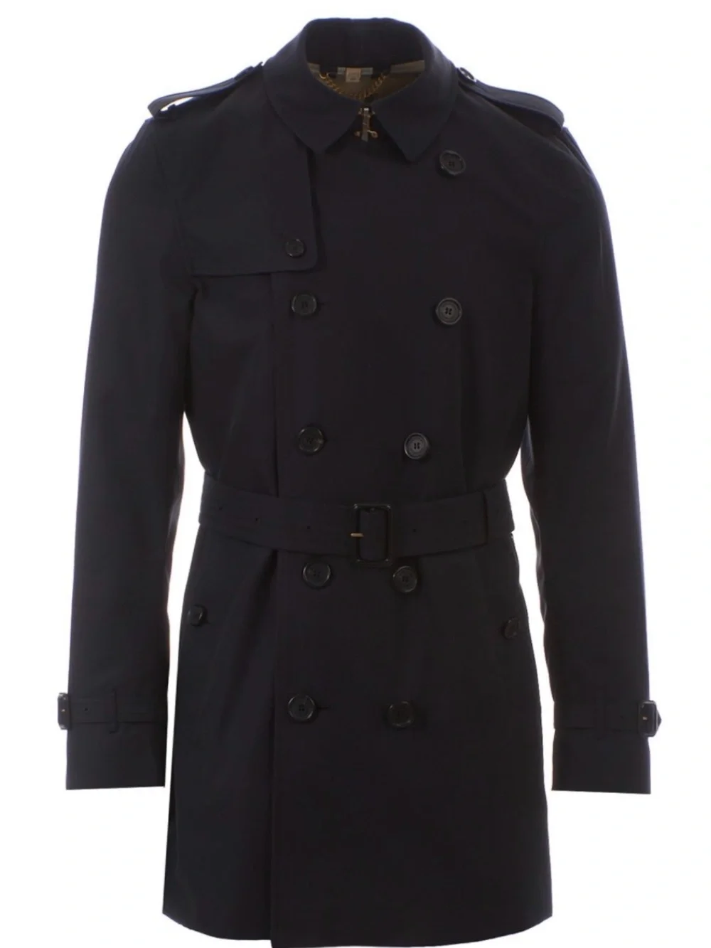 Burberry Kensington Mid-Length Trench Coat Black 54R Classic Distinguished Gent.